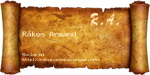 Rákos Armand névjegykártya